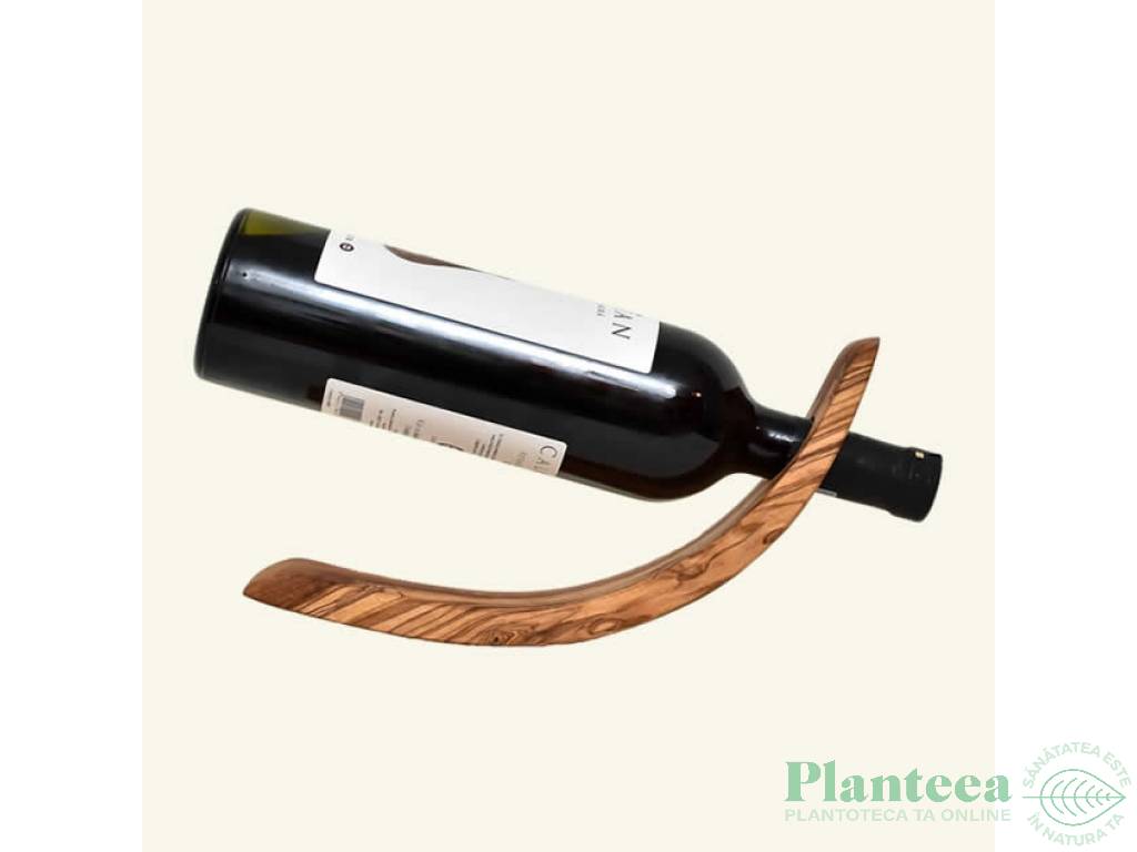 Suport semiluna lemn maslin pt sticla vin 32cm - RIZES CRETE