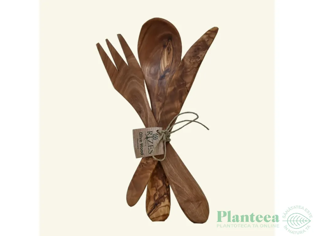 Set tacamuri lemn maslin 3x21cm - RIZES CRETE