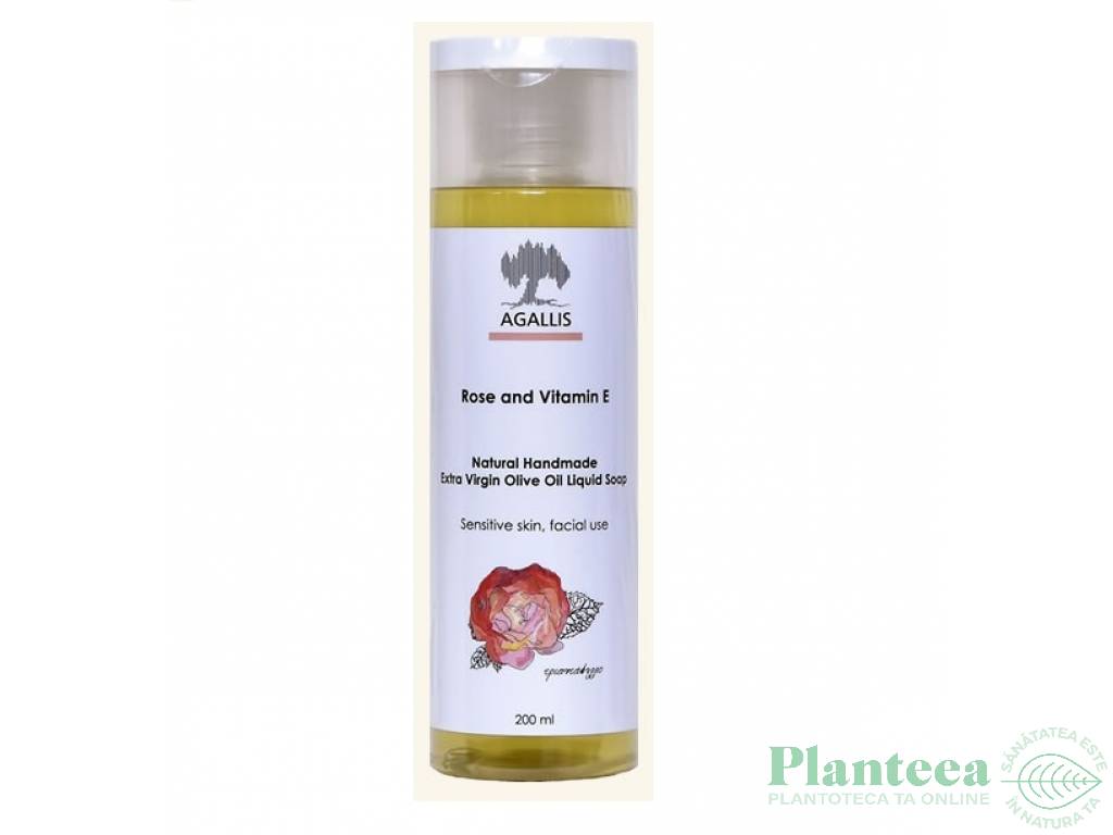 Sapun lichid facial trandafiri vitamina E 200ml - AGALLIS