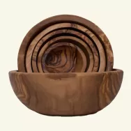 Set boluri rotunde lemn maslin marimi diferite 6b - RIZES CRETE