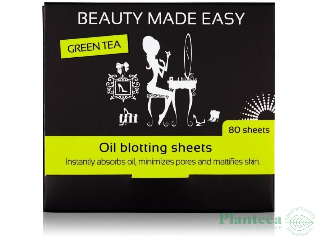 Foite absorbante matifiante ceai verde pt ten 80b - BEAUTY MADE EASY