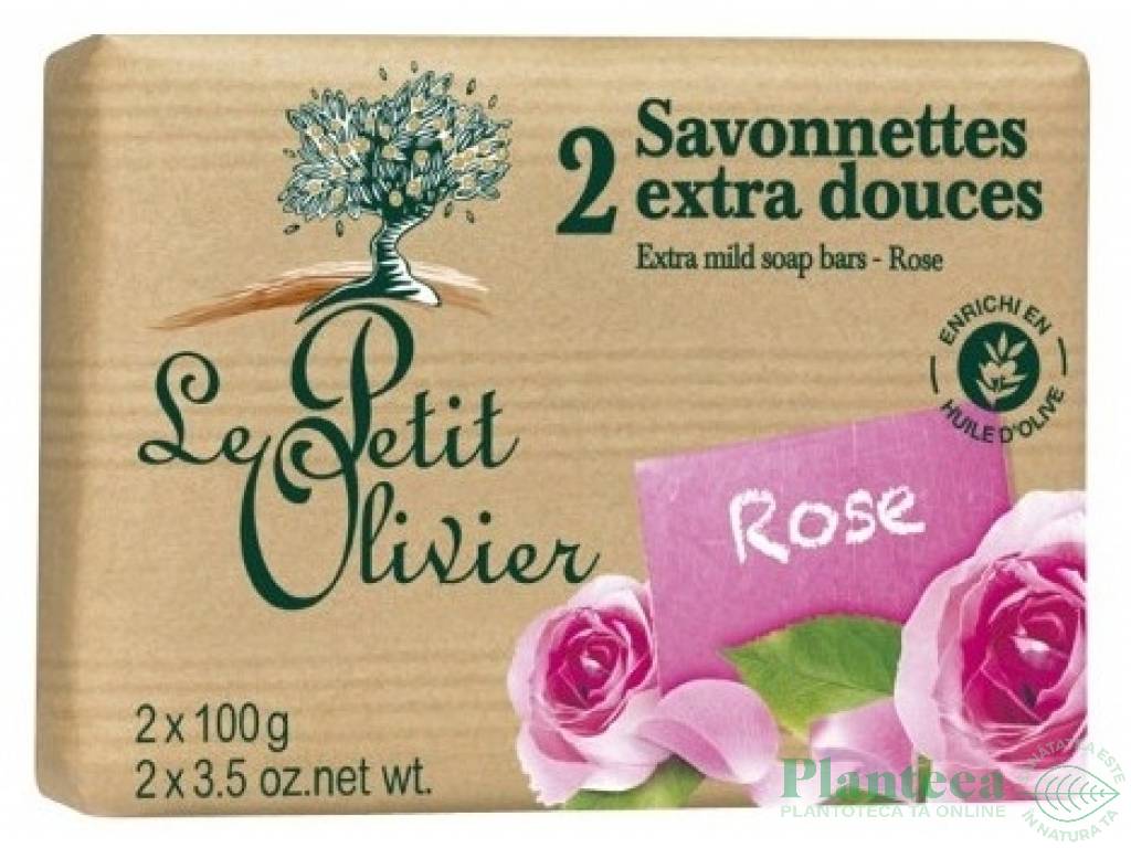 Sapun extra moale trandafir 2x100g - LE PETIT OLIVIER