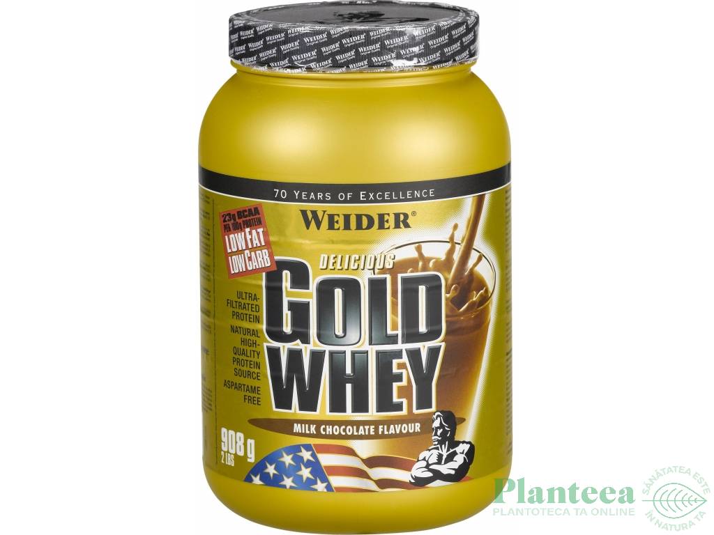Pulbere proteica zer concentrat Gold ciocolata lapte 908g - WEIDER