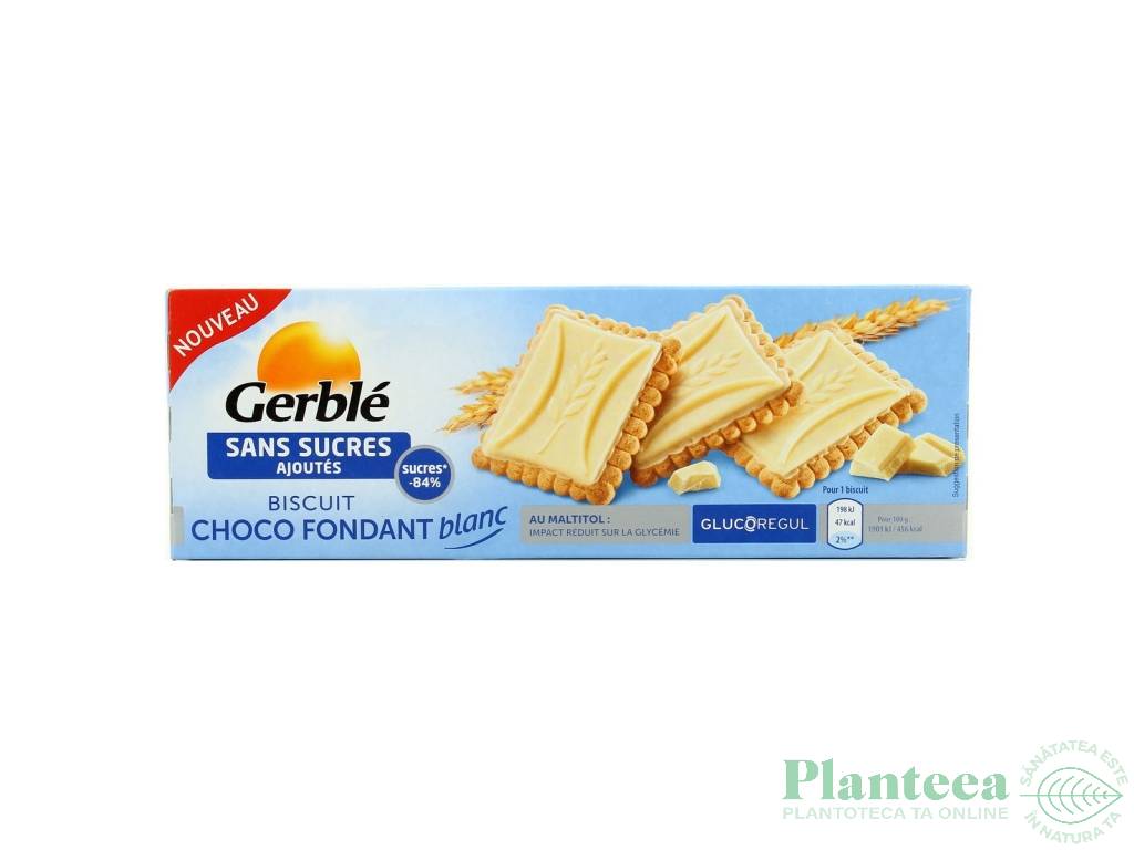 Biscuiti tableta ciocolata alba fara zahar Glucoregul 126g - GERBLE