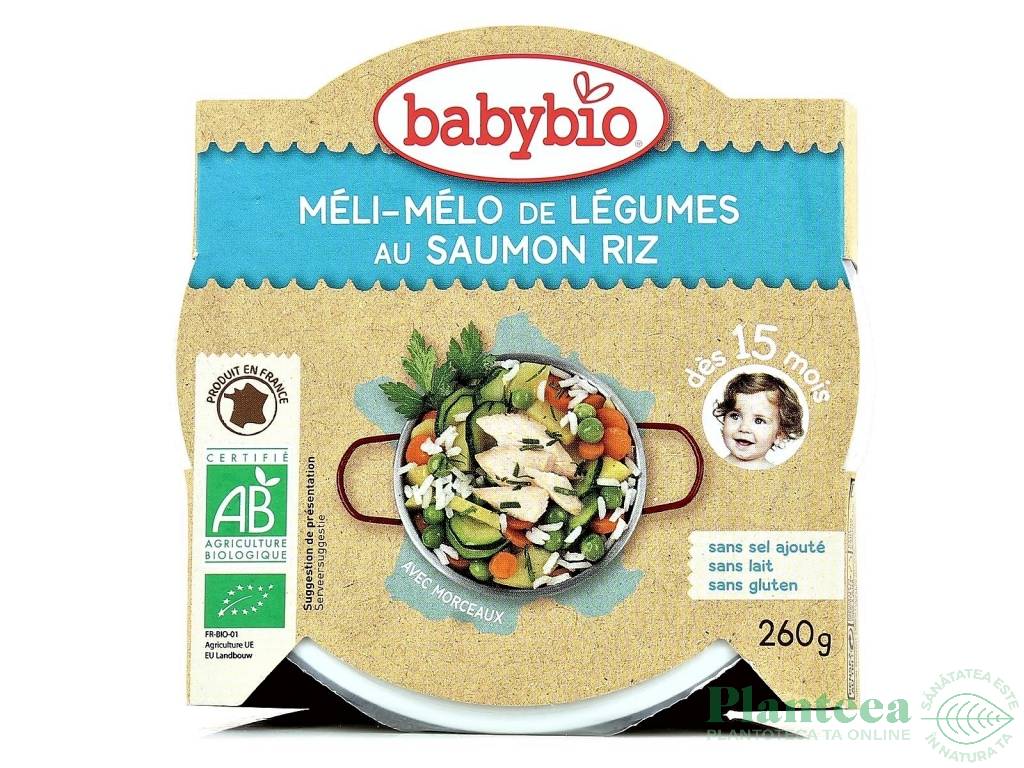 Piure legume somon orez bebe +15luni eco 260g - BABYBIO