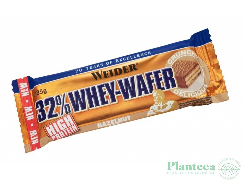 Baton proteic 32% WheyWafer alune 35g - WEIDER