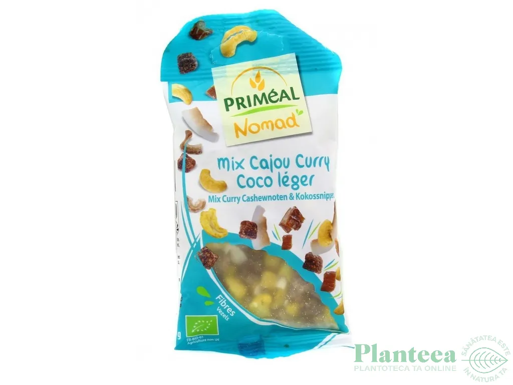 Snacks mix caju curry fulgi cocos Nomad eco 40g - PRIMEAL