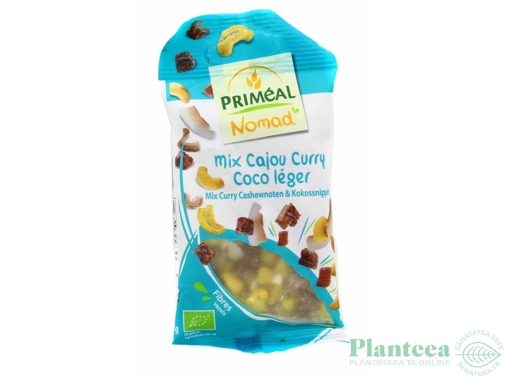 Snacks mix caju curry fulgi cocos Nomad eco 40g - PRIMEAL