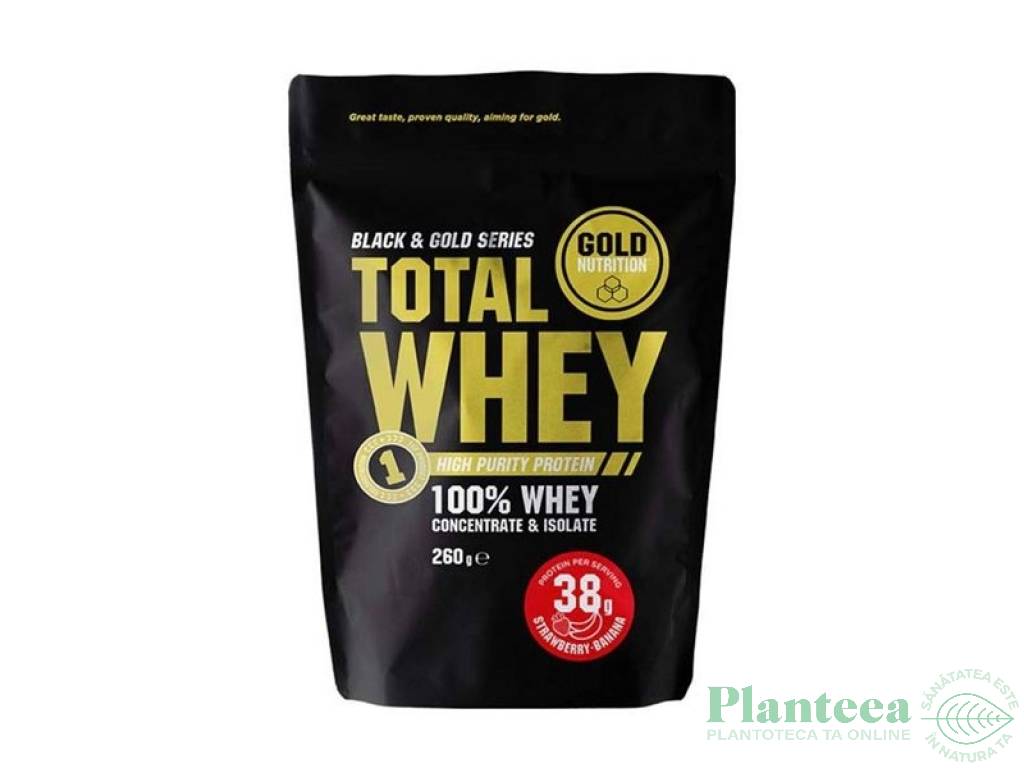 Pulbere proteica Total Whey capsuni banane 260g - GOLD NUTRITION