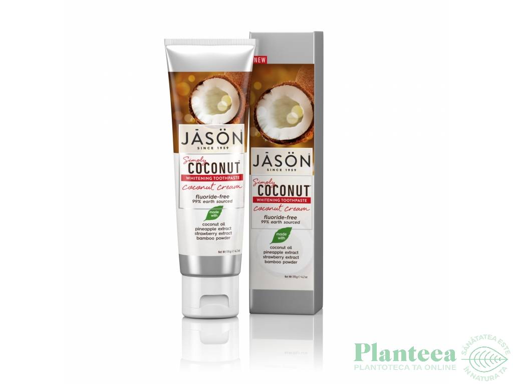 Pasta dinti albire crema cocos 119g - JASON