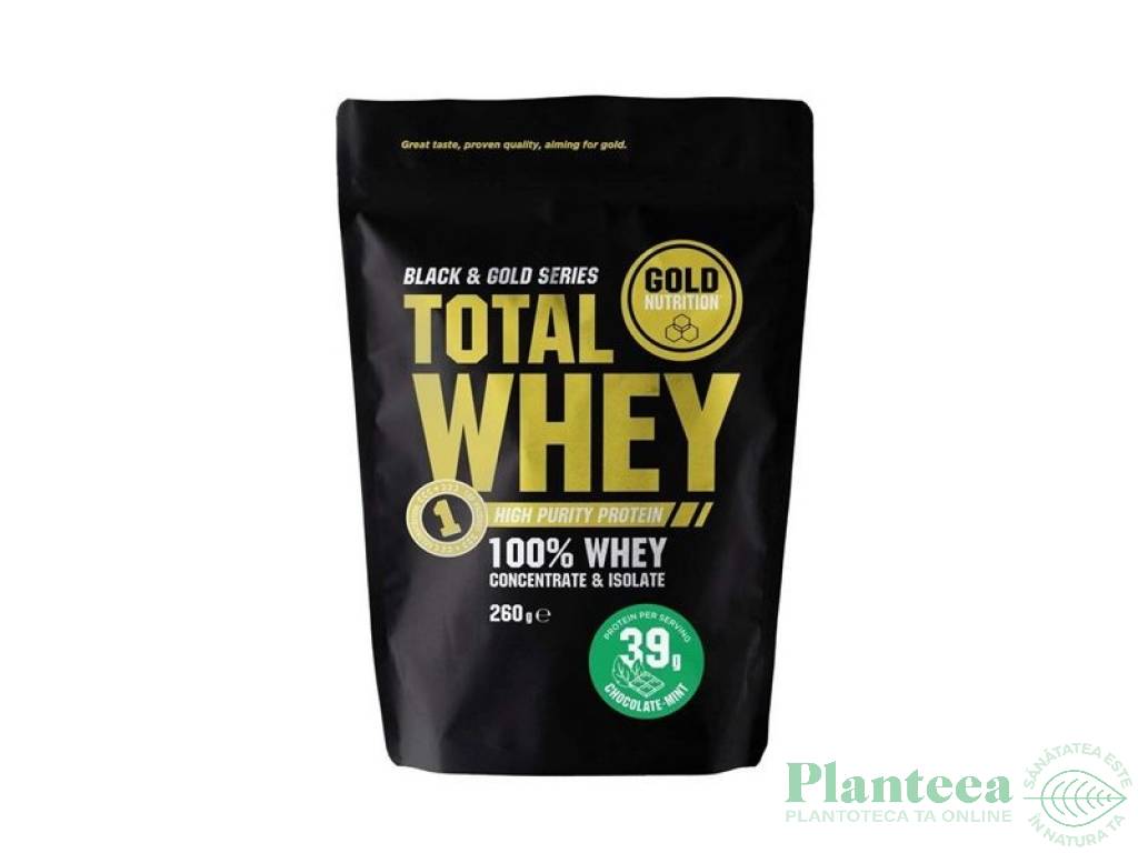 Pulbere proteica Total Whey ciocolata menta 260g - GOLD NUTRITION