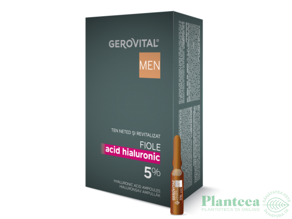 Fiole acid hialuronic 5% barbati 10x2ml - GEROVITAL MEN