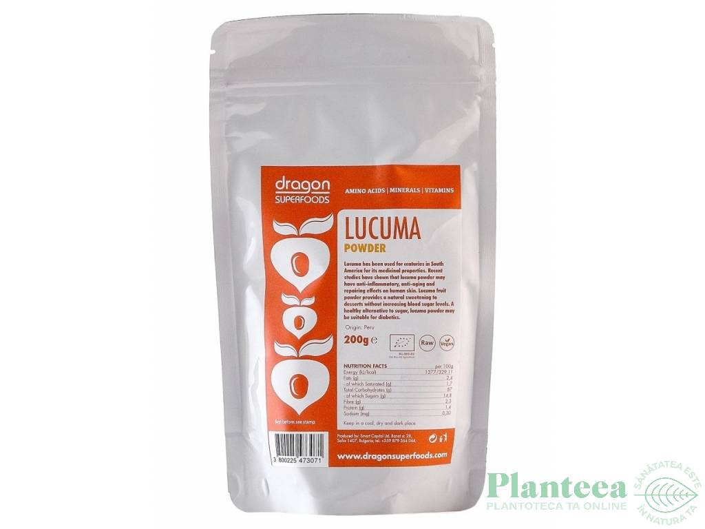 Pulbere lucuma eco 200g - DRAGON SUPERFOODS