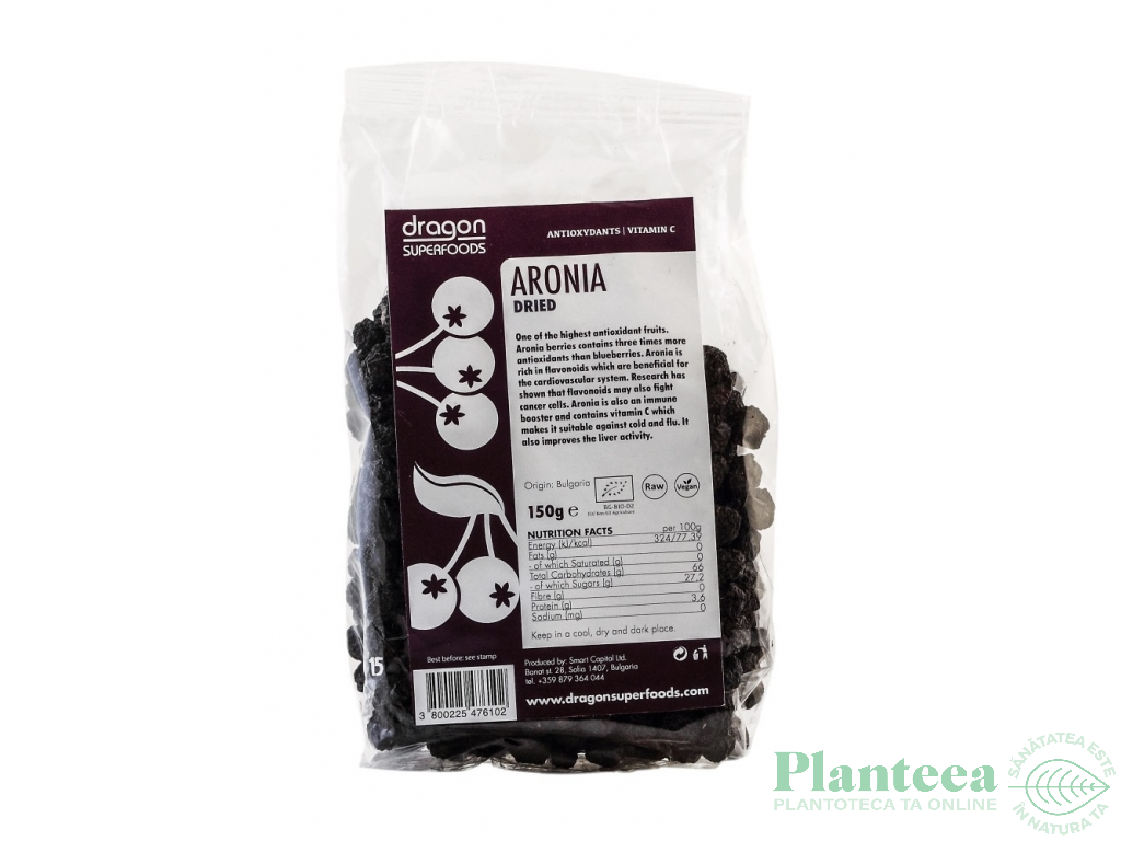 Aronia fructe uscate eco 150g - DRAGON SUPERFOODS