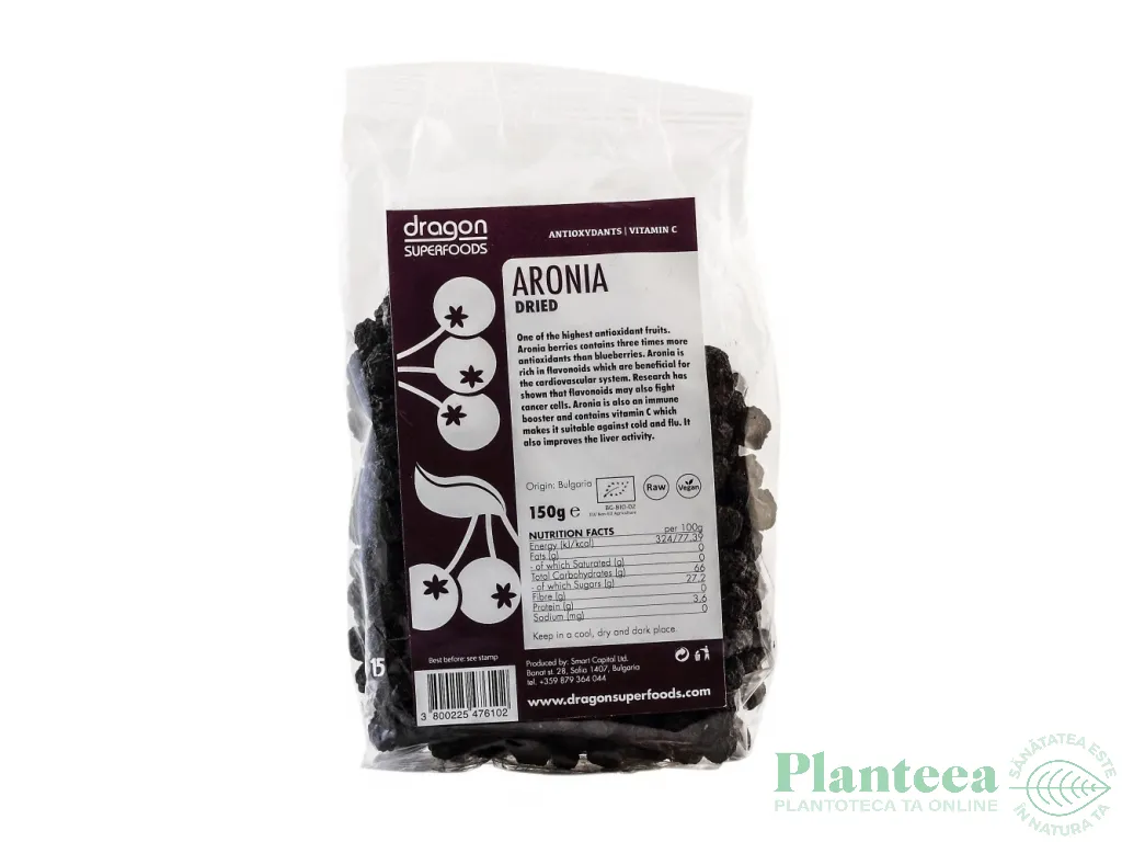 Aronia fructe uscate eco 150g - DRAGON SUPERFOODS