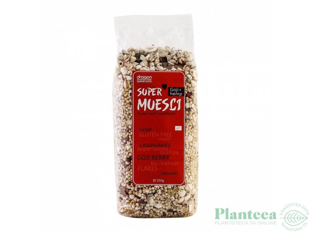 Super musli goji seminte canepa bio 250g - DRAGON SUPERFOODS