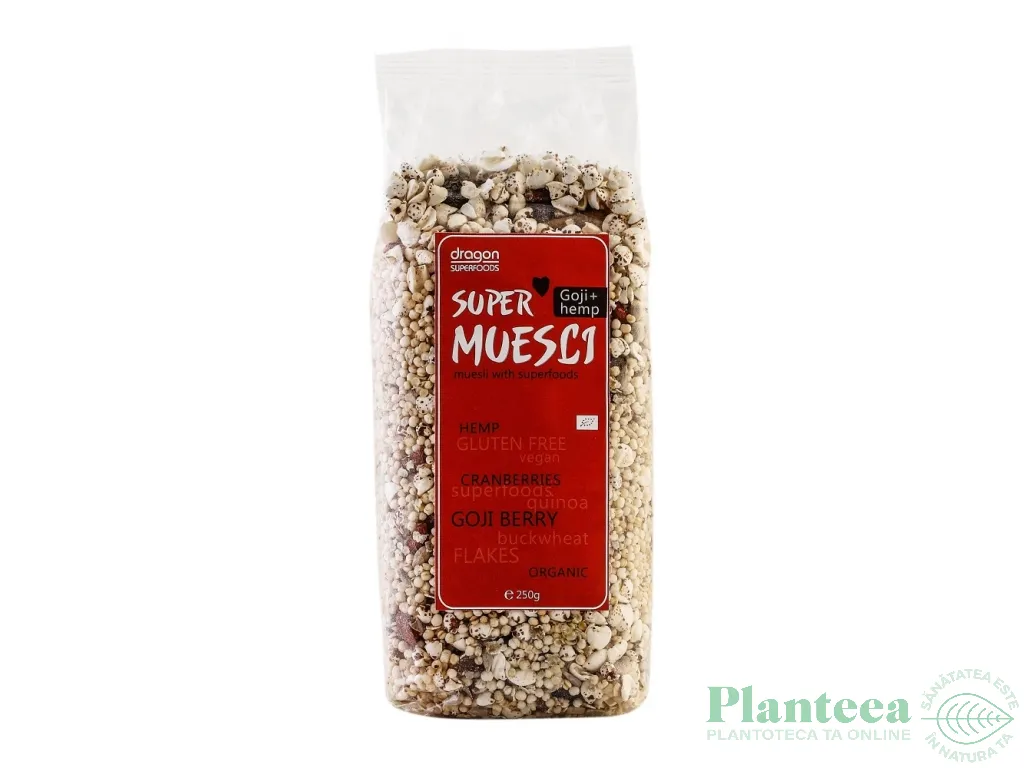 Super musli goji seminte canepa bio 250g - DRAGON SUPERFOODS