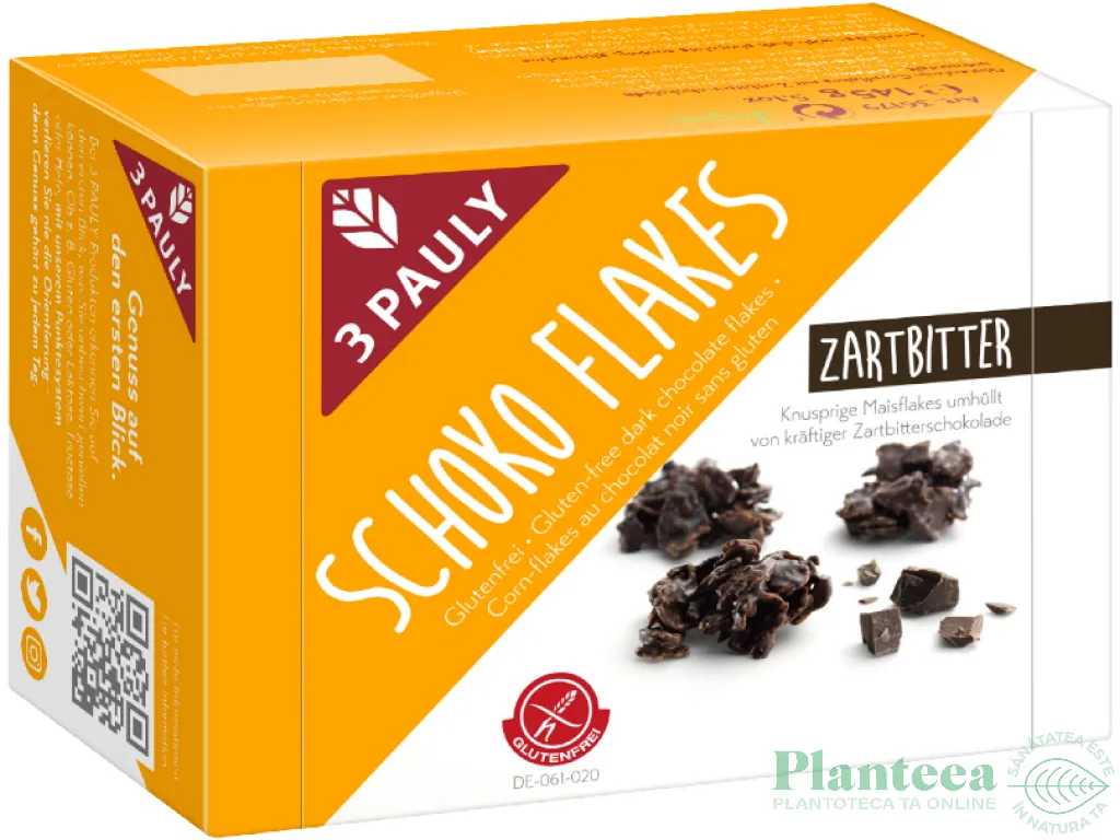Fulgi porumb crocanti ciocolata neagra fara gluten 145g - 3 PAULY