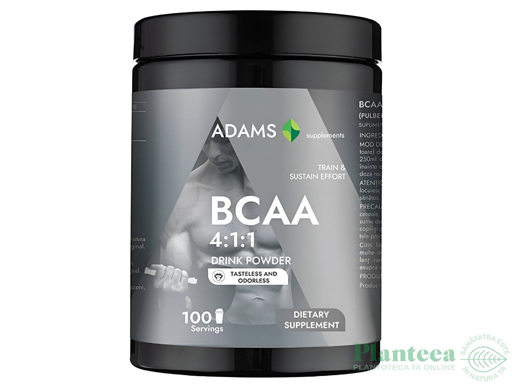 Pulbere BCAA 4:1:1 fara aroma 100portii 400g - ADAMS SUPPLEMENTS