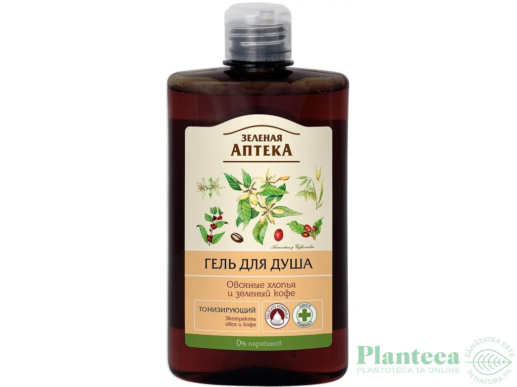 Gel dus tonifiant ovaz cafea verde 400ml - ZELENAYA APTEKA