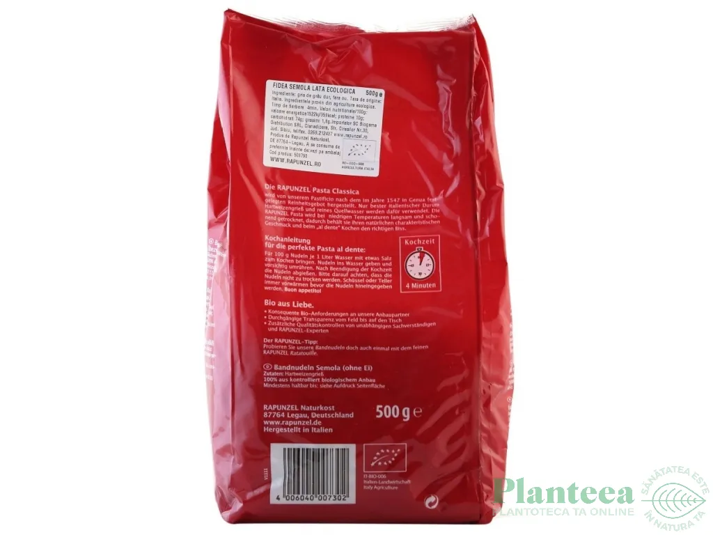 Paste fidea lata grau semola eco 500g - RAPUNZEL