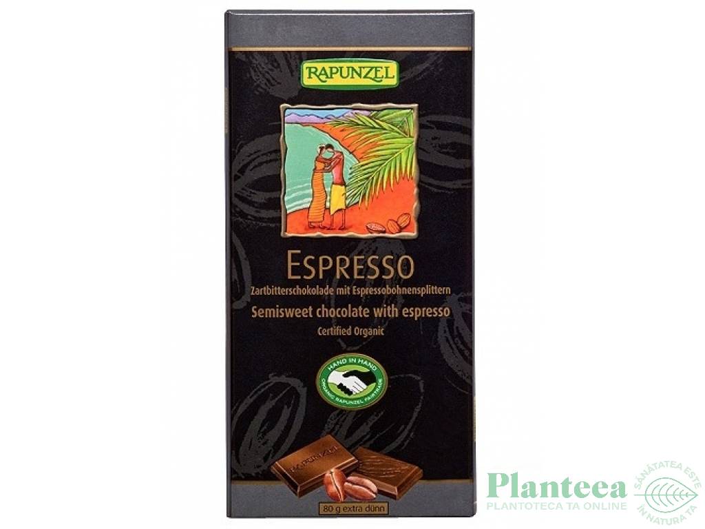 Ciocolata neagra 55% espresso eco 80g - RAPUNZEL