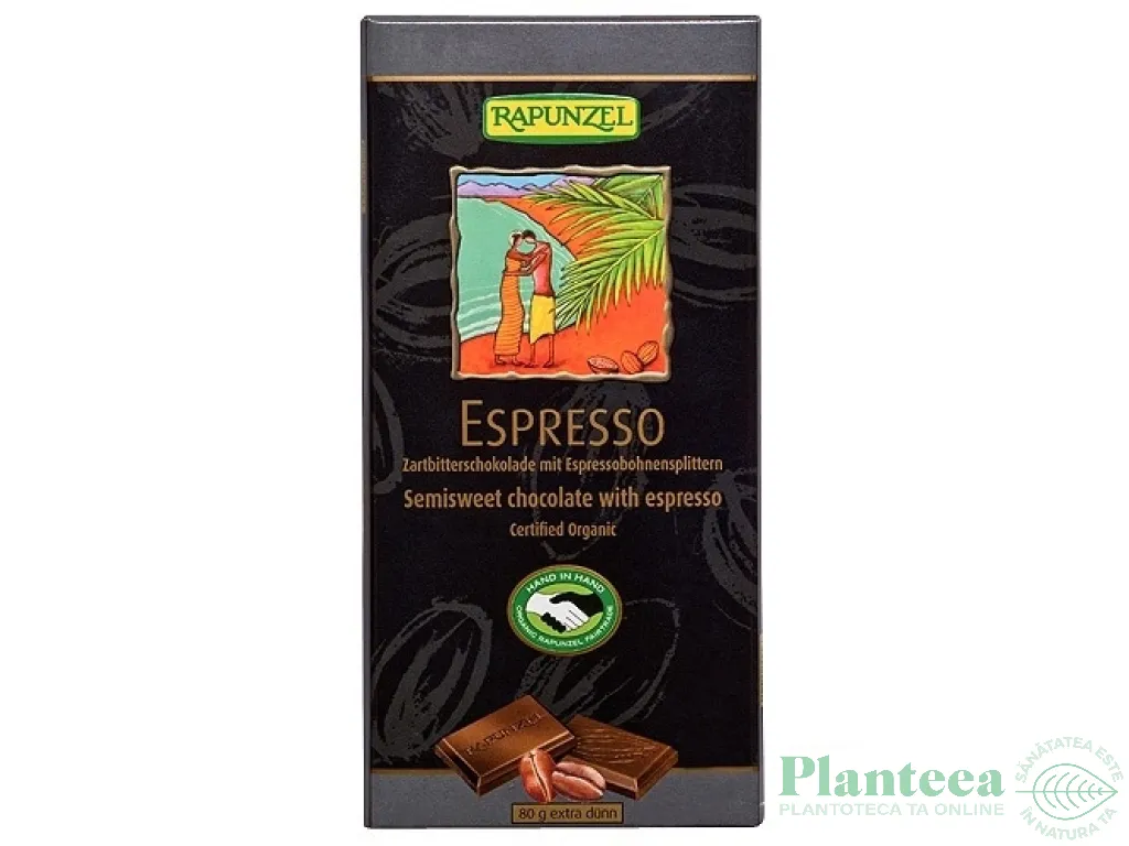 Ciocolata neagra 55% espresso eco 80g - RAPUNZEL