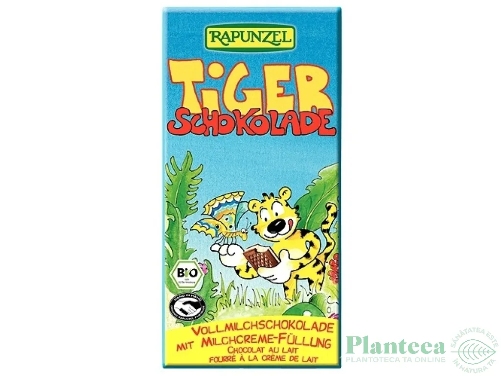 Ciocolata lapte integral cu crema lapte Tiger eco 100g - RAPUNZEL