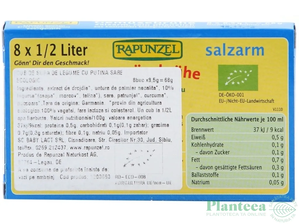 Cubulete supa legume putina sare eco 8x8,5g - RAPUNZEL