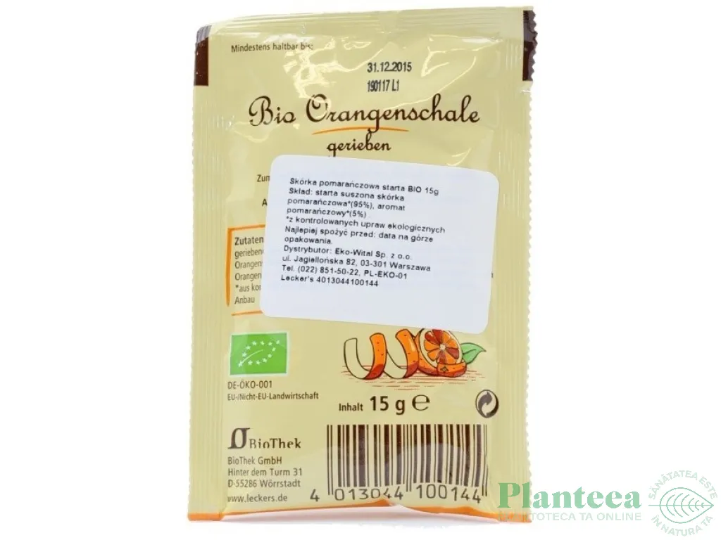 Coaja portocala rasa 15g - LECKER`S