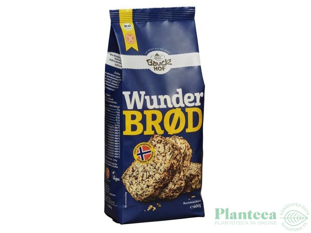 Premix paine integrala seminte fara gluten eco 600g - BAUCK HOF