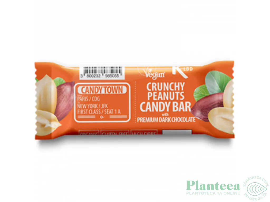 Baton arahide glazura ciocolata fara gluten eco 50g - CANDY TOWN