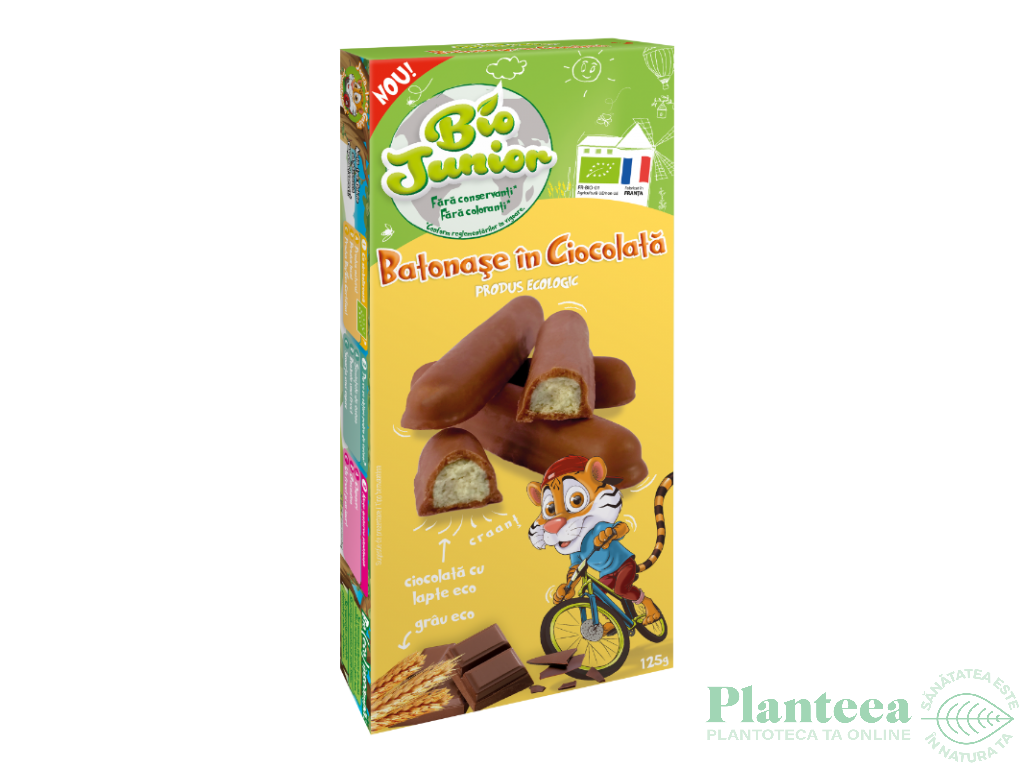Biscuiti batonase glazura ciocolata lapte Bio Junior eco 125g - CEREAL BIO