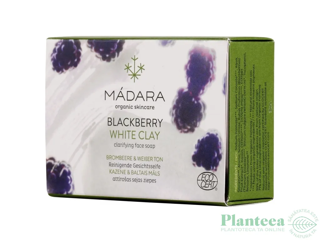 Sapun fata purificator mure argila alba 70g - MADARA