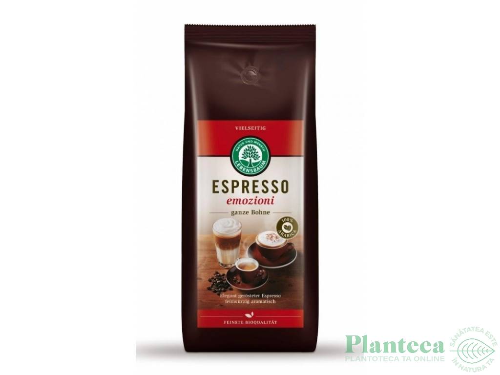 Cafea boabe arabica espresso Emozioni eco 1kg - LEBENSBAUM