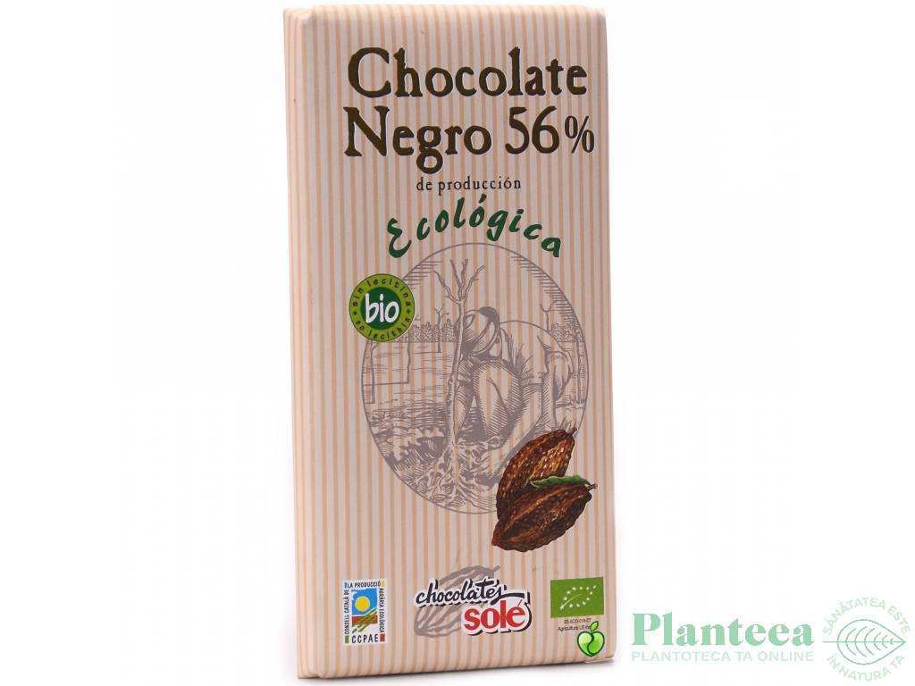 Ciocolata neagra 56%cacao eco 100g - SOLE