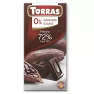 Ciocolata neagra 72%cacao fara zahar 75g - TORRAS
