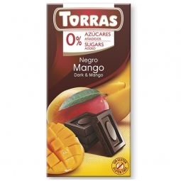 Ciocolata neagra 52%cacao mango fara zahar fara gluten 75g - TORRAS