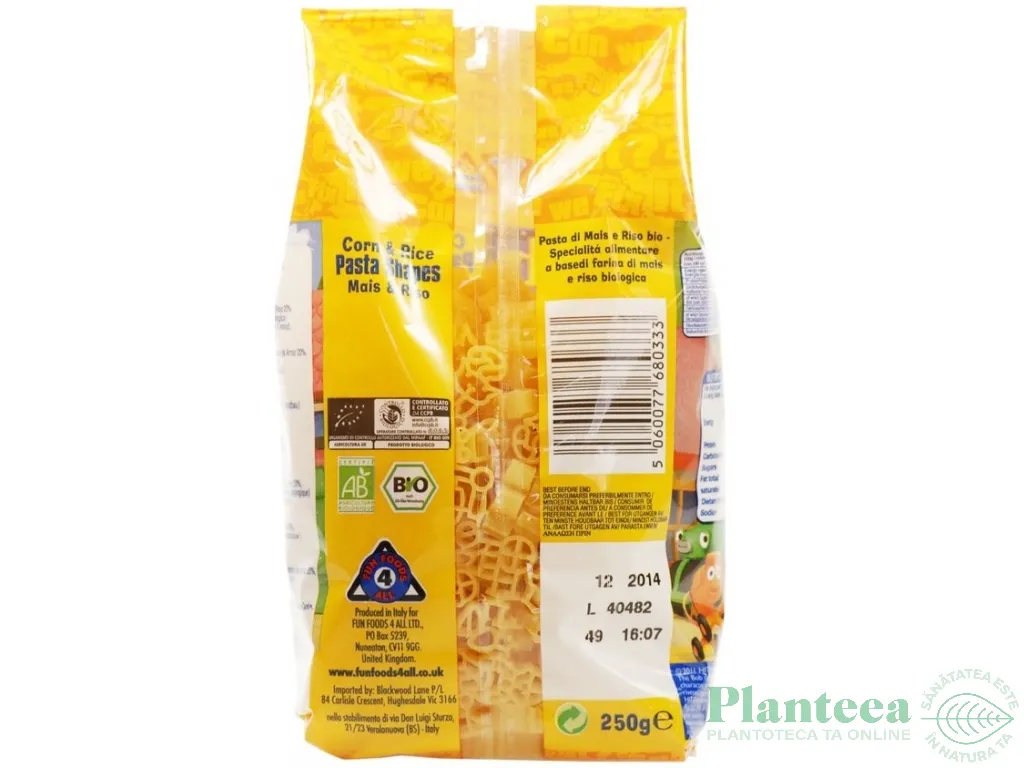 Paste forme trenulet porumb orez Thomas & friends eco 250g - FUN FOODS