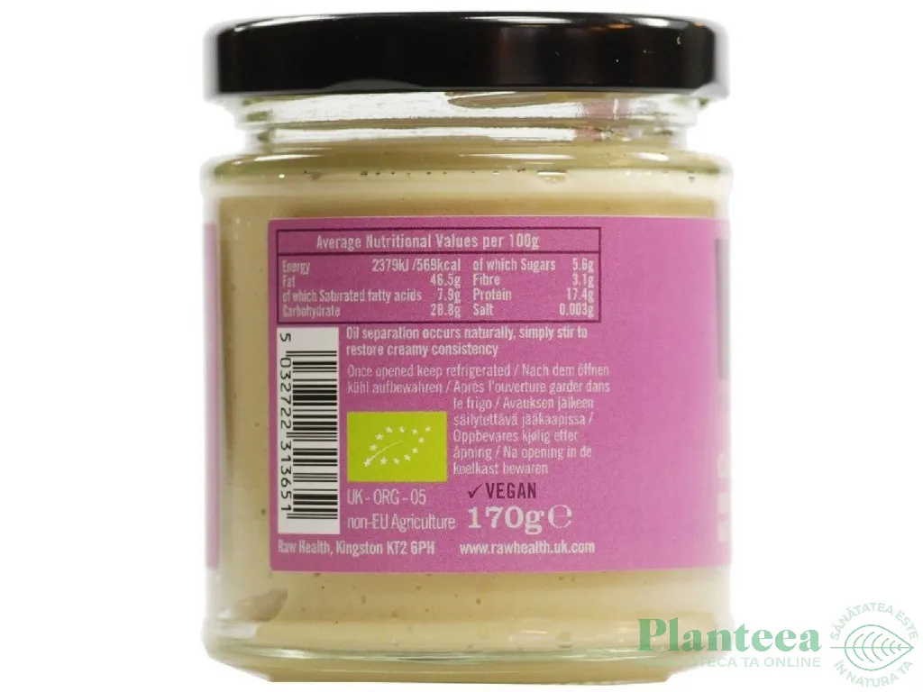 Unt caju raw 170g - RAW HEALTH