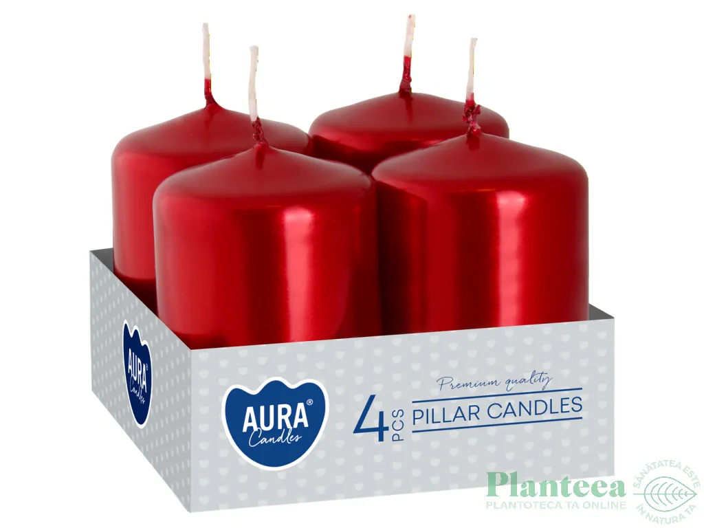 Lumanari ornamentale stalp 7h rosu metalizat 4b - AURA