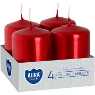 Lumanari ornamentale stalp 7h rosu metalizat 4b - BISPOL