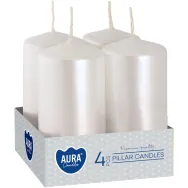 Lumanari ornamentale stalp 9h alb perlat 4b - BISPOL
