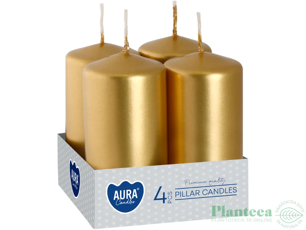 Lumanari ornamentale stalp 9h auriu 4b - AURA