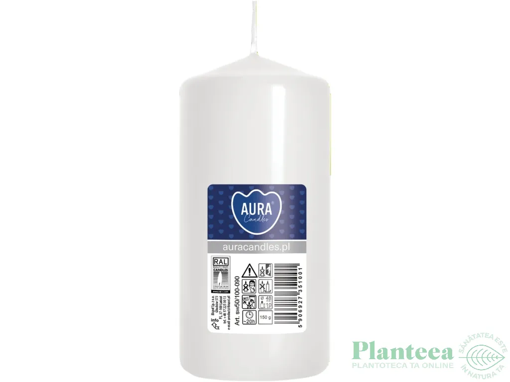 Lumanare ornamentala stalp 20h alb 160g - BISPOL