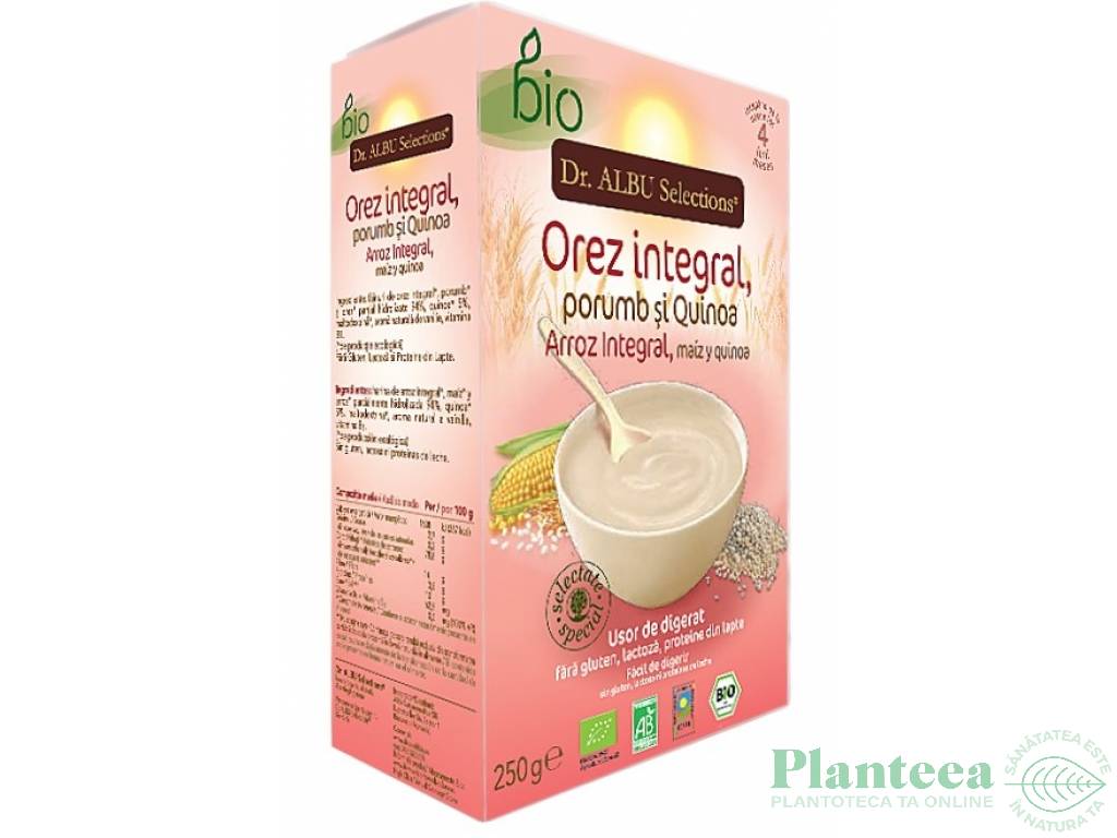 Cereale instant orez porumb quinoa bebe +4luni eco 250g - DR ALBU SELECTIONS