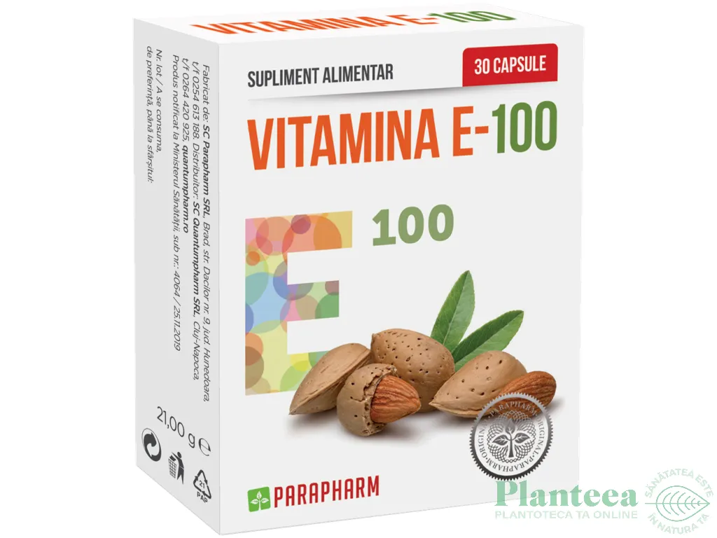 Vitamina E 100mg 30cps - PARAPHARM