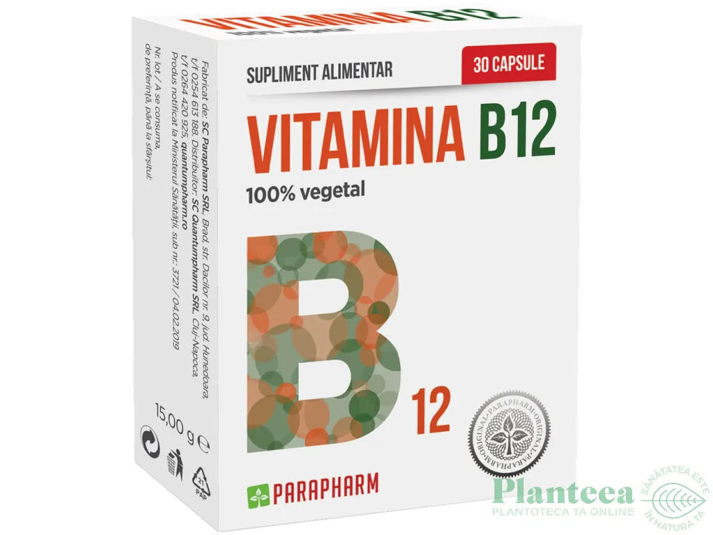 Vitamina B12 400mg cianocobalamina 30cps - PARAPHARM