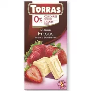 Ciocolata alba capsuni fara zahar fara gluten 75g - TORRAS