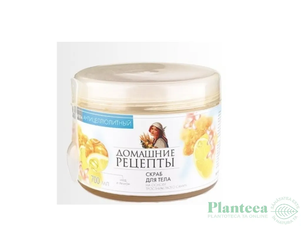 Scrub corp anticelulitic zahar trestie ulei lamaie 500ml - RETETELE CASEI